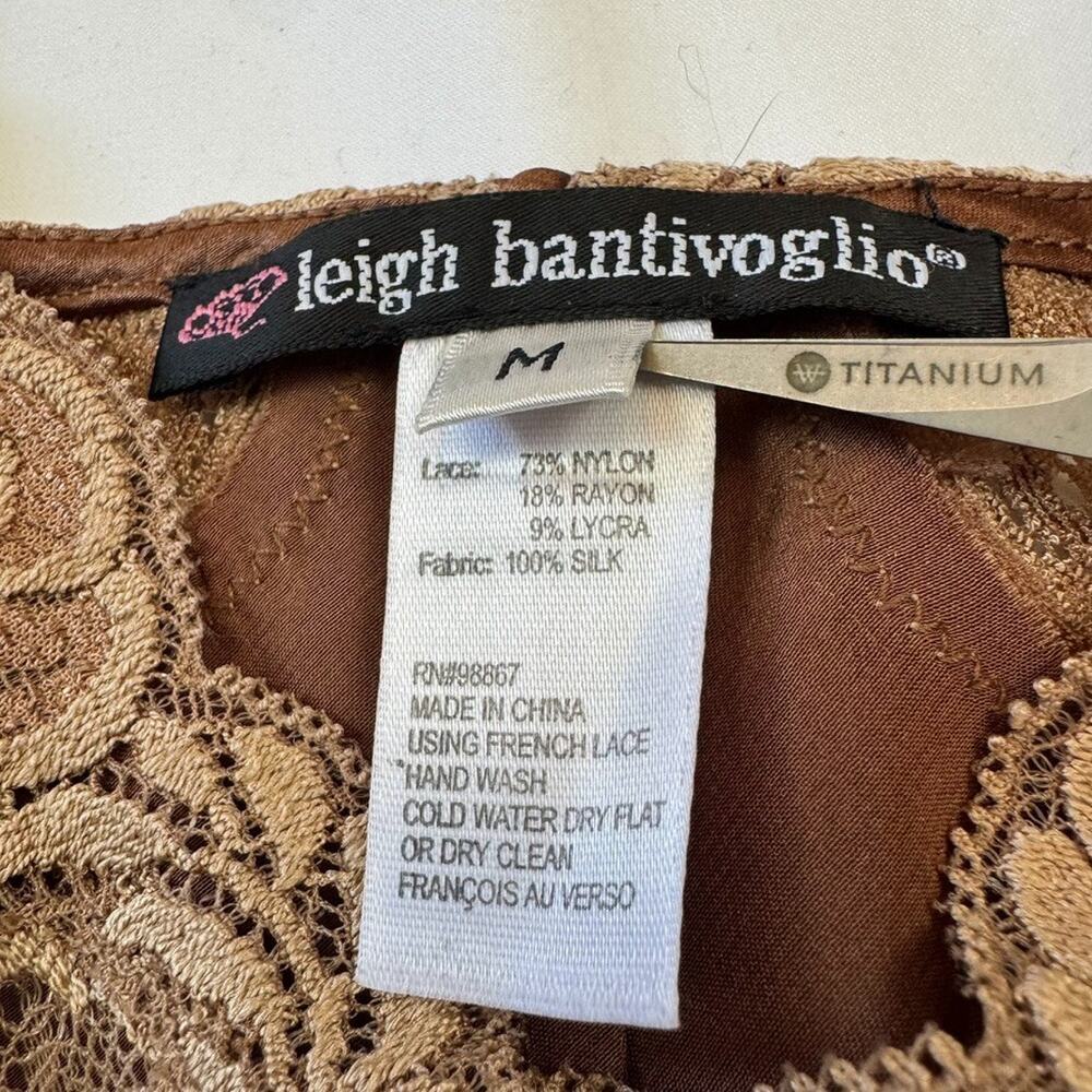 VTG Y2K Leigh Bantivoglio Silk M Brown Slip Dress Lace Slinky Whimsigoth Fairy - Picture 2 of 13